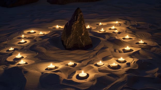 Zen Garden with Candles and Rock.