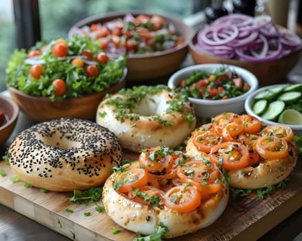 A delicious bagel topped with fresh tomato, herbs, and a hint of cheese, perfect for a quick and healthy meal or snack.