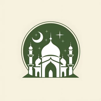 A minimalist illustration of a mosque with a crescent moon and stars, symbolizing the Islamic faith and the importance of prayer.