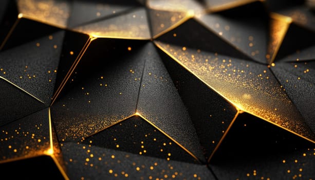 This is a detailed close up image showcasing a stunning black and gold quilted pattern design with intricate features