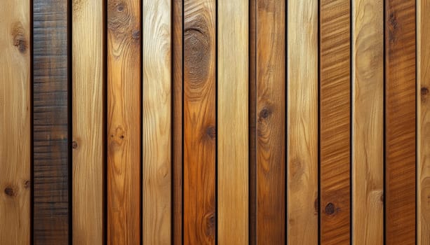 Here is a detailed closeup view of a wooden fence constructed of individual wooden planks arranged closely together