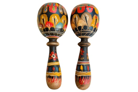 two wooden drums cut out illustration in vintage style
