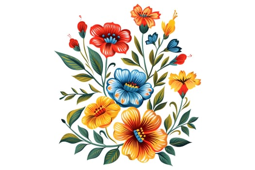 Mexican traditional flowers isolated cut-out illustration