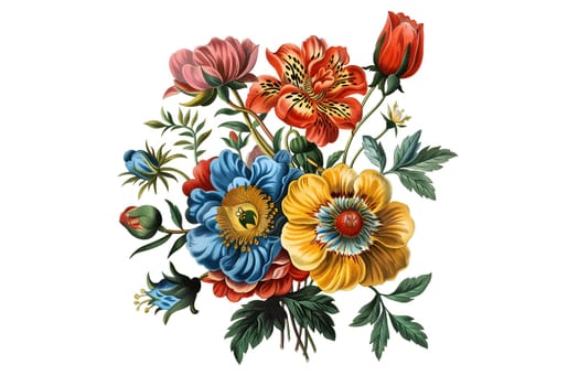 Mexican traditional flowers isolated cut-out illustration