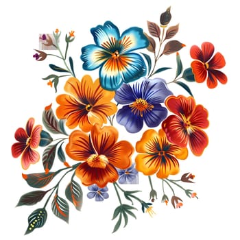 Mexican traditional flowers isolated cut-out illustration