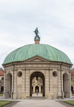 Munich, Germany - Dec 21, 2023 - View of The Diana Temple (Dianatempel) in the Munich Hofgarten at the garden of the Munich Residenz. Copy space, Selective focus.