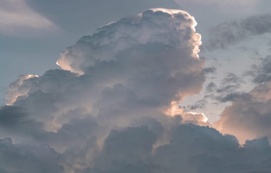 The sky is being covered with fluffy white clouds. Amazing clouds like a heaven for background wallpaper and texture, Concept idea of Imaginative clouds nature, Nature abstract composition, Copy space, Selective focus.