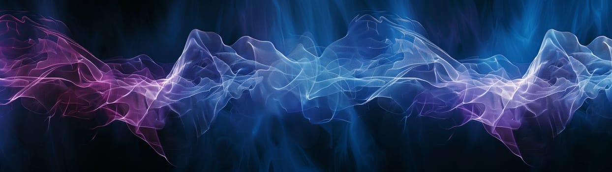 Vibrant abstract wave pattern featuring a blend of pink, purple, and blue light and smoke on a dark background, evoking a sense of energy and motion.