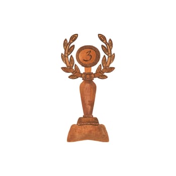 Shiny gold cup. Award for the winner of the competition. Bowl on pedestal. Symbol of success, good luck and achievements. Isolated watercolor illustration on white background. Clipart