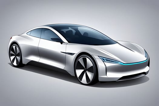 This concept showcases a futuristic electric car featuring sleek lines, an aerodynamic shape, and a cutting-edge design. The car emphasizes modernity, efficiency, and innovation, representing the future of sustainable transportation.