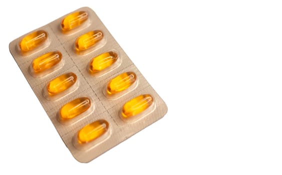 Essential supplements for a healthy diet.Vitamin C in soft capsules. Ascorbic acid.