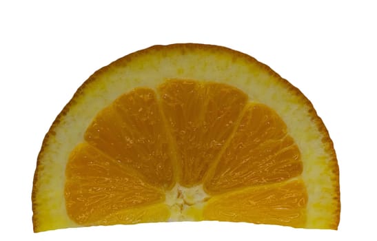 Horizontal macro picture in light background. Background with fresh and natural orange slice. Wallpaper for natural products, supplements and diets.