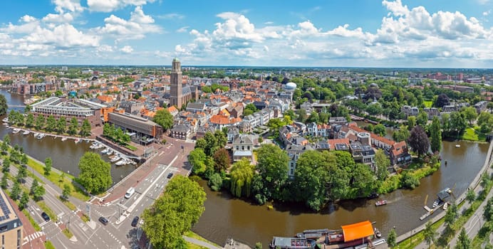 Aerial panorama from the city Zwolle in the Netherlands