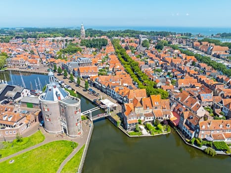 Aerial from the city Enkhuizen in the Netherlands