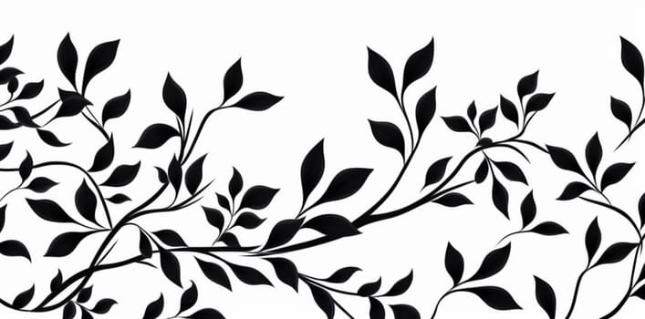 retro floral decoration flower wallpaper white pattern textile black illustration plant style shape design flourish leaf decorative curve art ornate. Generative AI.