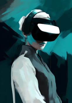 man tech online glasses digital art futuristic technology cyber neon gamer science visual goggles smart headset experience future vr innovation gadget. Generative AI.