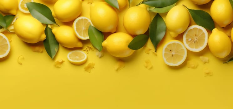 lime fresh background leaf yellow natural fruit slice summer art view pattern color citric healthy diet food concept isolated lemon juicy. Generative AI.