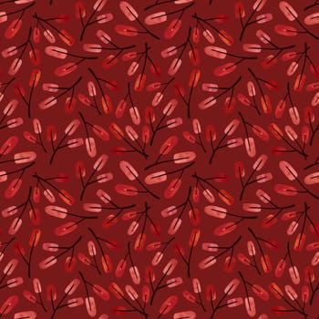 Watercolor seamless pattern with twigs and autumn leaves. Pattern for seasonal wrapping paper, fabric, textile