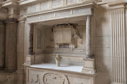 a old medeival vase urn in France , Meurthe et Moselle, Toul, Saint Etienne cathedral,