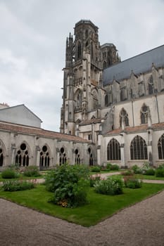 France, Meurthe et Moselle, Toul, Saint Etienne cathedral view with clouds and sky as background