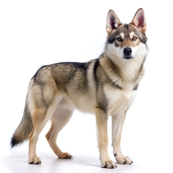 Tamaskan hybrid dog staying and looking at the camera. Isolared on a white background. ai generated image