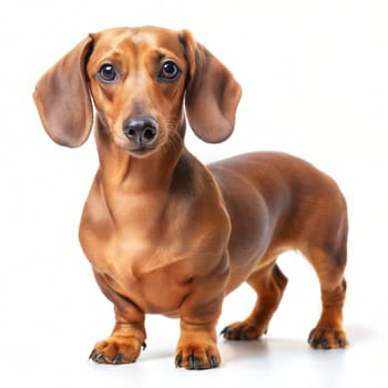 Smooth hair dachshund isolated on white background. Ai generated image