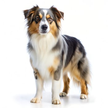 Miniature American Shepherd isolated on white background. Ai generated image