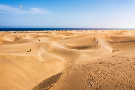 View of the Natural Reserve of Dunes of Maspalomas, in Gran Canaria, Canary Islands, Spain. Beautiful view of Maspalomas Dunes on Gran Canaria, Canary Islands, Spain.