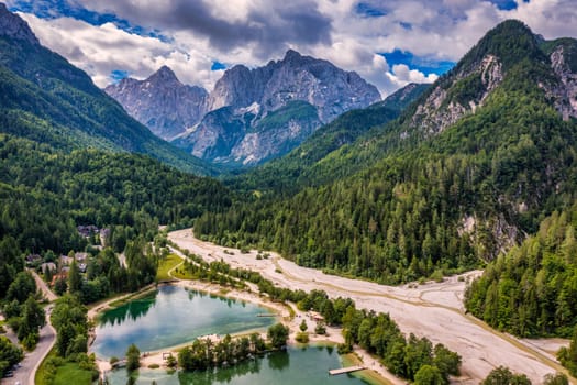 Jasna lake with beautiful mountains. Nature scenery in Triglav national park. Location: Triglav national park. Kranjska Gora, Slovenia, Europe. Mountain lake Jasna in Krajsnka Gora, Slovenia. 