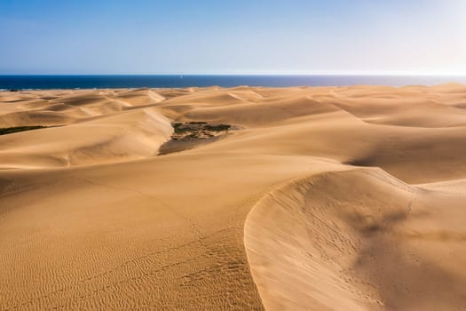 View of the Natural Reserve of Dunes of Maspalomas, in Gran Canaria, Canary Islands, Spain. Beautiful view of Maspalomas Dunes on Gran Canaria, Canary Islands, Spain.