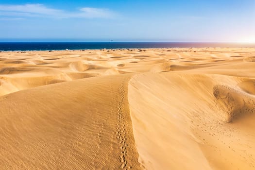 View of the Natural Reserve of Dunes of Maspalomas, in Gran Canaria, Canary Islands, Spain. Beautiful view of Maspalomas Dunes on Gran Canaria, Canary Islands, Spain.