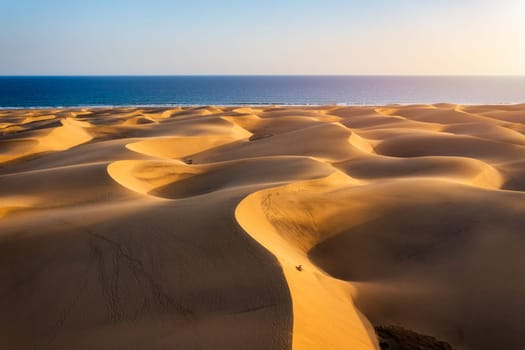 View of the Natural Reserve of Dunes of Maspalomas, in Gran Canaria, Canary Islands, Spain. Beautiful view of Maspalomas Dunes on Gran Canaria, Canary Islands, Spain.