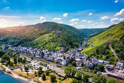 Bacharach panoramic view. Bacharach is a small town in Rhine valley in Rhineland-Palatinate, Germany. Bacharach on Rhein town, Rhine river, Germany.