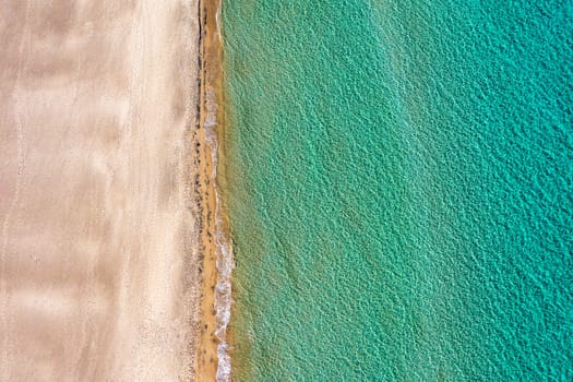 Aerial view of Baia dei Turchi, Puglia region, Italy. Turkish Bay (or Baia dei Turchi), this coast of Apulia is one of the most important ecosystems in Salento, Italy. Seacoast of Baia dei Turchi.
