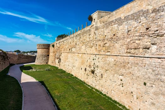 View of Otranto town on the Salento Peninsula in the south of Italy, Easternmost city in Italy (Apulia) on the coast of the Adriatic Sea. View of Otranto town, Puglia region, Italy.