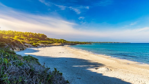 View of Baia dei Turchi, Puglia region, Italy. Turkish Bay (or Baia dei Turchi), this coast of Apulia is one of the most important ecosystems in Salento, Italy. Seacoast of Baia dei Turchi.