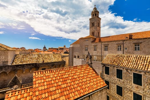 Dubrovnik a city in southern Croatia fronting the Adriatic Sea, Europe. Old city center of famous town Dubrovnik, Croatia. Picturesque view on Dubrovnik old town (medieval Ragusa) and Dalmatian Coast.