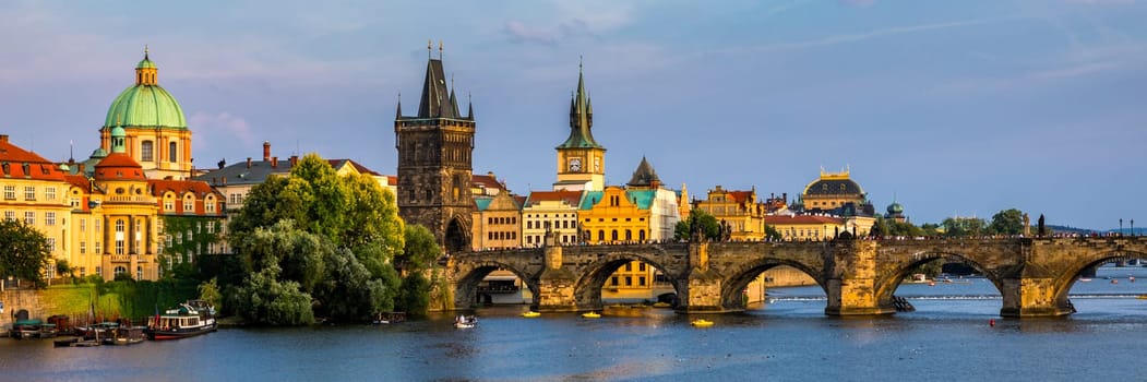 Charles Bridge, Old Town and Old Town Tower of Charles Bridge, Prague, Czech Republic. Prague old town and iconic Charles bridge, Czech Republic. Charles Bridge (Karluv Most) and Old Town Tower.