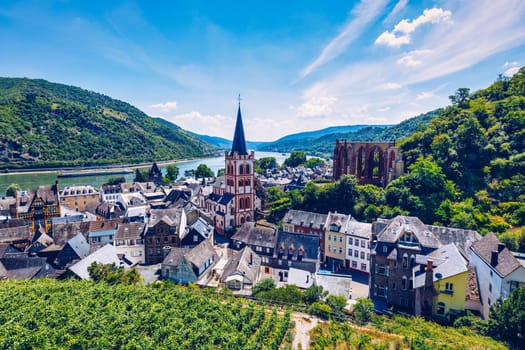 Bacharach panoramic view. Bacharach is a small town in Rhine valley in Rhineland-Palatinate, Germany. Bacharach is a small town in Rhine valley in Rhineland-Palatinate, Germany