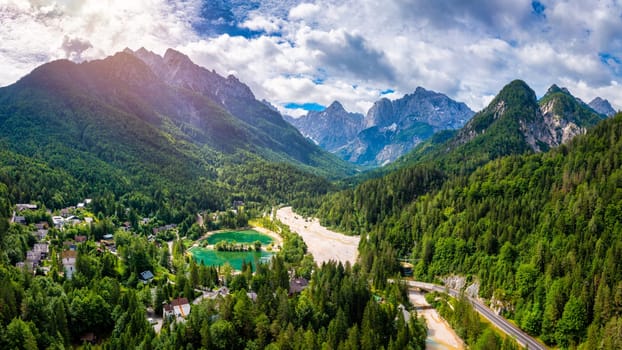 Jasna lake with beautiful mountains. Nature scenery in Triglav national park. Location: Triglav national park. Kranjska Gora, Slovenia, Europe. Mountain lake Jasna in Krajsnka Gora, Slovenia. 