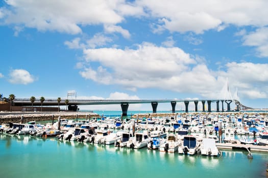 Constitution Bridge, called La Pepa, in the Bay of Cadiz, Andalusia. Spain. Europe