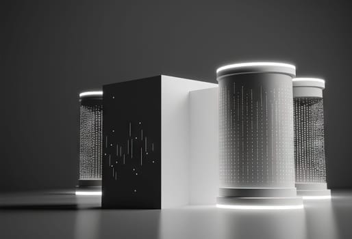 Big data abstract concept with data clusters collected by server. Digital sorting and management concept. Generated AI