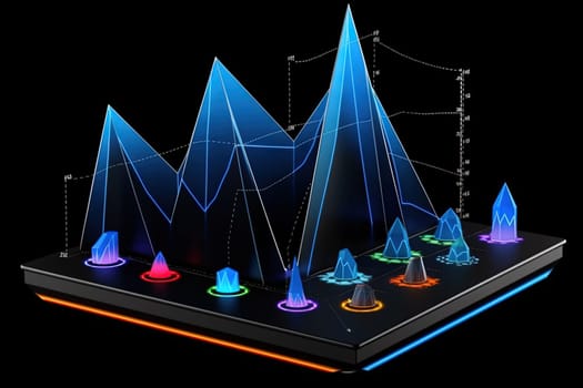 Abstract business graph in mountain style. Data bars concept element for business. Generated AI