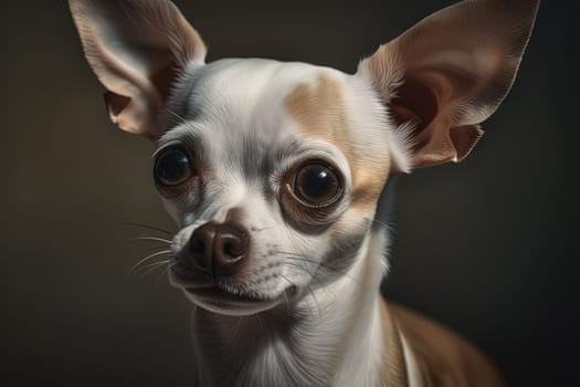 Tiny dog portrait. Cute fluffy puppy with big eyes. Generated AI
