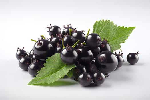 Black currant on background. Juicy black berries, fresh and sweet. Generated AI