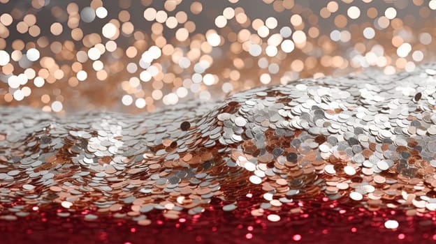 Abstract shiny background with red glitter. Scattered confetti sparkles with red color. Generated AI