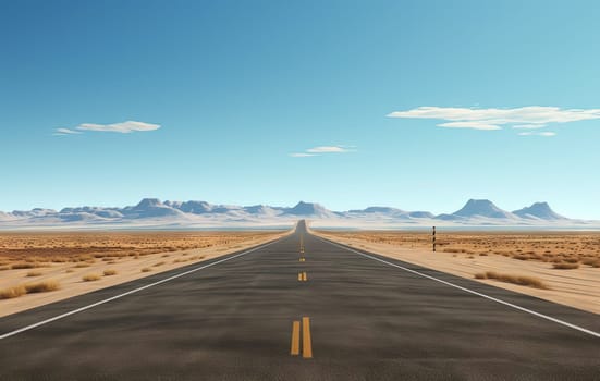 Road to the horizon. Landscape with endless highway. Generated AI