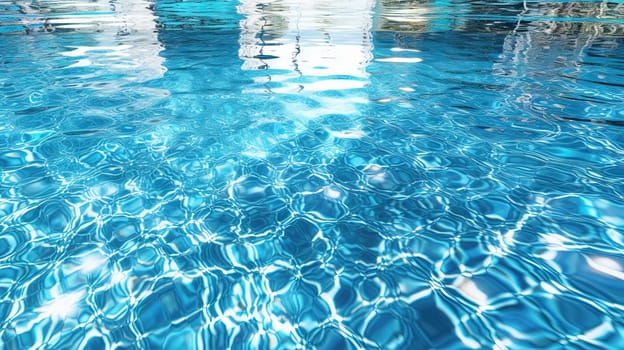 Ripples on the blue pool water. Shiny waves of clean pool water. Generated AI