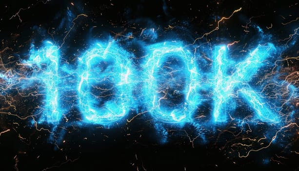 Blue electric lightning energy effect illustrating the concept of 100000 followers