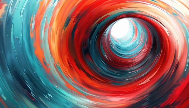 Swirls of blue, orange and red paint are swirling to create a tunnel effect